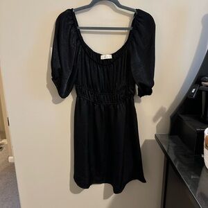 Elegant Black Puff Sleeve Dress